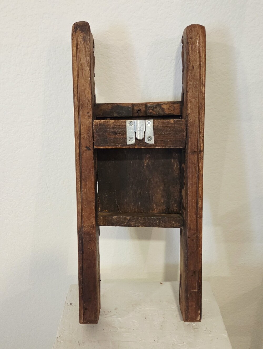 Vintage Antique Handmade Carved Teak Horsehead Rustic Wooden Barber Mirror Rare - Picture 5 of 13